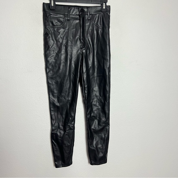 NWT Abercrombie & Fitch Ultra Skinny High Rise Vegan Leather Pants Small Short - Picture 3 of 7